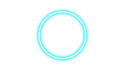 A minimalist abstract design presents a vibrant cyan circle with a white outline.