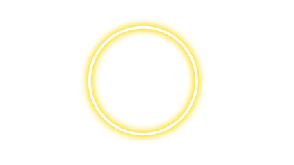 A luminous yellow double circle with white outlines floats against a stark black backdrop.