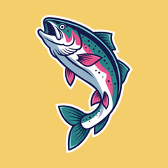 trout fish mascot logo vector design template modern style