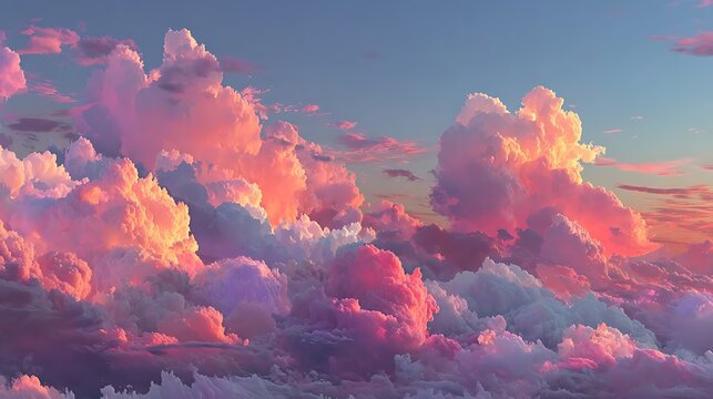 Soft orange pink sunset clouds calm illustrator