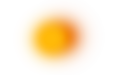 An orange orb glows against a black void, radiating warmth in an abstract style.