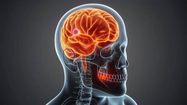 Human Brain Anatomy with Highlighted Fusiform Face Area and Jaw Region