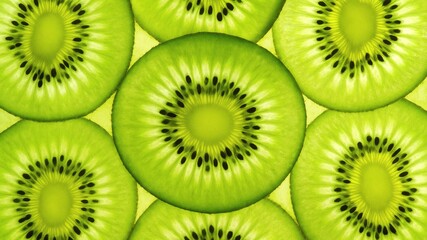 Fototapeta premium Translucent Radial Kiwi Slices Close-Up