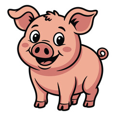 Fototapeta premium Adorable cartoon piglet with a happy smile
