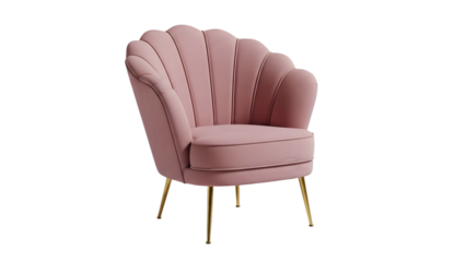 Elegant pink velvet armchair on black background