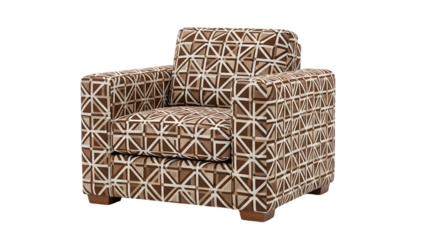 Elegant patterned armchair on a black background studio shot