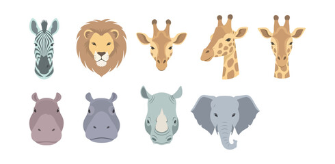 Animal heads collection vector illustration design elements © Waks