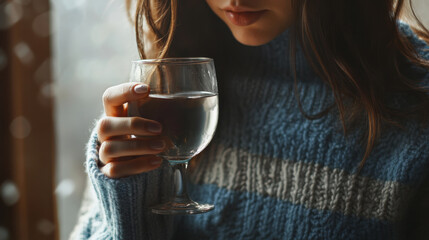 Dry January Theme with Festive Glass of Water for Alcohol Free Celebration Healthy Month