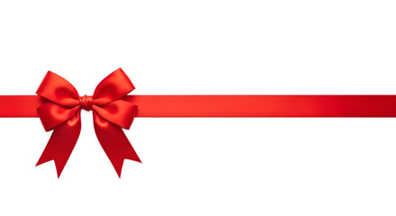 Isolated red ribbon ,  Red bow and ribbon. Realistic holiday decoration 