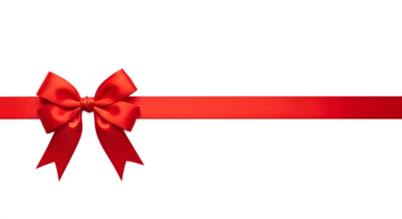 Isolated red ribbon , Red bow and ribbon. Realistic holiday decoration