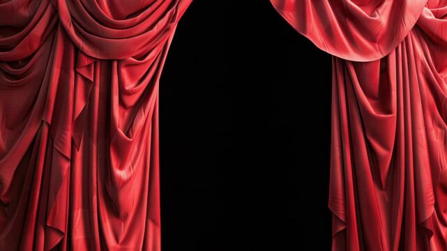 Video A close-up shot of a red curtain with a clock on it, suitable for use in designs related to time, clocks, and theater