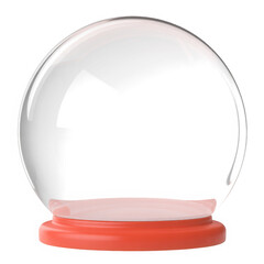 3d Empty snow glass ball with red tray 
