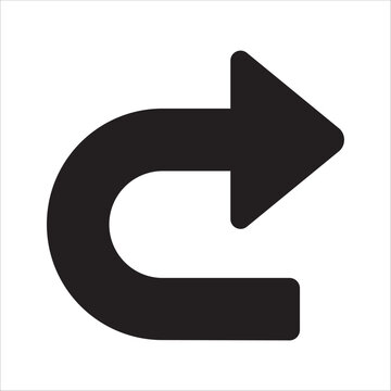 Curve arrow pointing to right icon. Forward or redo icon. Icon symbol of forward action, return, refresh.