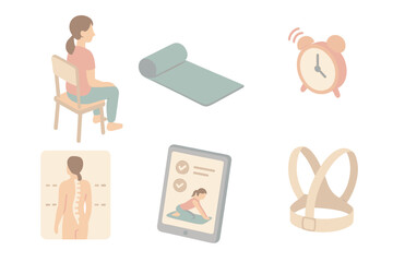 Woman is sitting in a chair and a yoga mat is in front of her