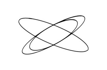 Two overlapping ellipses creating an abstract design with curved lines on a plain white background art