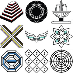 Naklejka premium Abstract duo tone layered steps background with geometric shapes