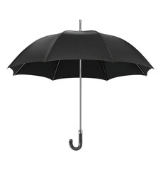 Black umbrella with silver handle isolated on a transparent background 1