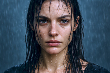 The rain cannot make her blink