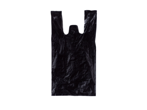 Crumpled black plastic shopping bag or garbage sack isolated on transparent background, environmental waste concept.
- Powered by Adobe