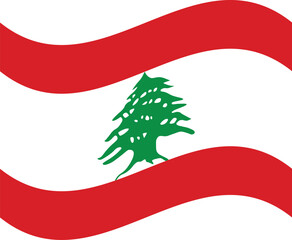 Lebanon Flag vector. Wavy stylized vector of the Lebanon flag with flowing red bands and green cedar tree.