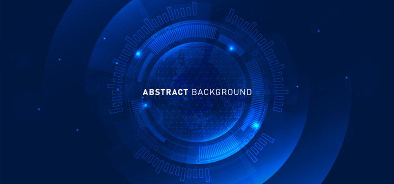 Digital technology speed connect blue background, cyber nano information, abstract communication, map innovation future tech data, internet network connection, Ai big data, line dot illustration 3d