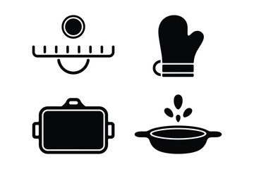 Kitchen utensils and cooking icons set