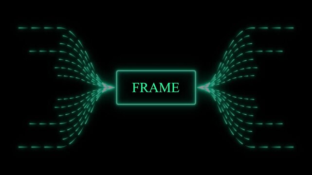 Neon Frame Diagram with Connections on Black concept