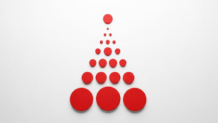 Abstract christmas tree shape made of red circle dot element isolated on white background