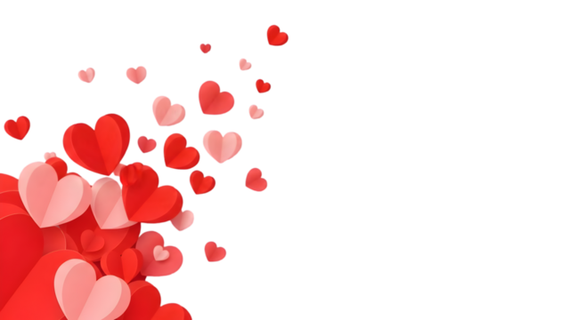 Floating red and pink hearts isolated on transparent background for valentine s day - Powered by Adobe