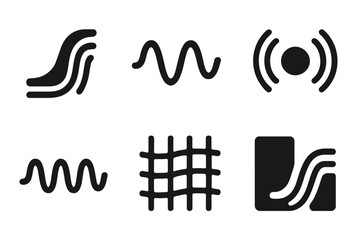 Fototapeta premium Series of black and white icons that represent different types of sound waves
