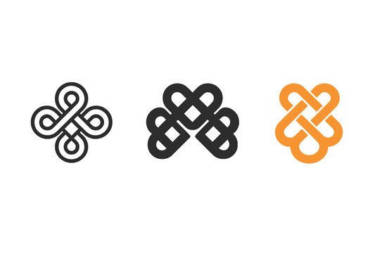 The three different designs are all made up of a cross and a heart