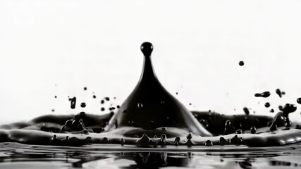 Video A close-up shot of a splash of water in black and white, useful for representing liquids, chemistry or scientific concepts