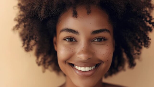 Video A close-up shot of a smiling woman's face
