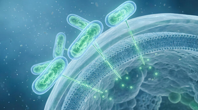 Pseudomonas syringae Injecting Effector Proteins into Plant Cell Membrane Visualization - 