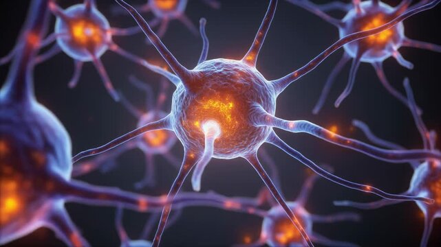 Microscopic view of active neurons with pulsating light in the hippocampus