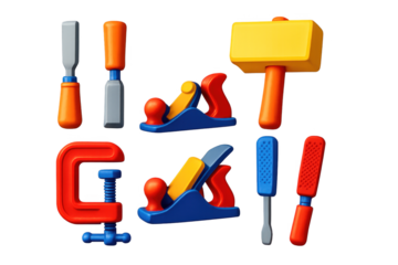 Set of tools including a hammer, pliers, and a wrench