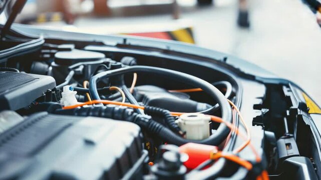 Video A person tinkering with the internal combustion of a vehicle, possibly making repairs or maintenance quality footage