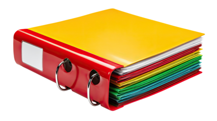 File Management: A colorful file binder showcasing organized papers, offering a visual representation of efficient office organization. 