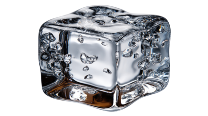 Cool Cube: A translucent, glistening ice cube, capturing the essence of cold purity and refreshing clarity.