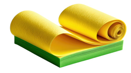 Yellow Notes in Green Frame: The vibrant contrast of neatly rolled yellow sticky notes resting upon a foundation of lush green, evoking a sense of organization and creativity.