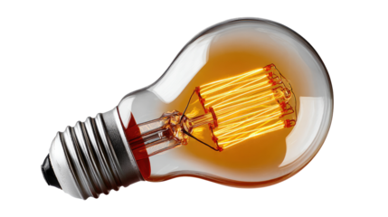 Illuminating Idea: A close-up shot of a classic light bulb showcasing an intricate filament, symbolizing innovation, creativity, and the power of ideas.