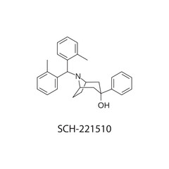 SCH-221510 Molecular Structure Illustration skeletal formula on white background. Simple chemical illustration.