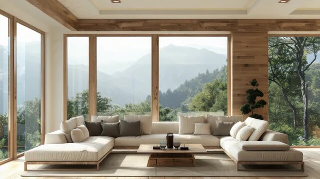 Video A comfortable sitting area with a sofa and coffee table, perfect for relaxing at home