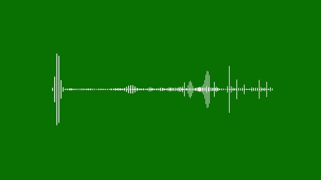 White Audio Waveform Spectrum Animation with Green Screen, 4K Seamless Loop Equalizer Visualization, Abstract Sound Frequency Motion for Chroma Key Music Video Design