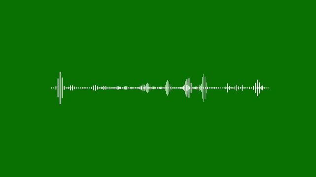 White Audio Waveform Spectrum Animation with Green Screen, 4K Seamless Loop Equalizer Visualization, Abstract Sound Frequency Motion for Chroma Key Music Video Design