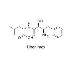 Ubenimex Molecular Structure Illustration skeletal formula on white background. Simple chemical illustration.