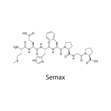 Semax Peptide Structure Vector skeletal formula on white background. Simple chemical illustration.