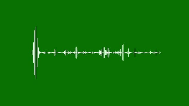 White Audio Waveform Spectrum Animation with Green Screen, 4K Seamless Loop Equalizer Visualization, Abstract Sound Frequency Motion for Chroma Key Music Video Design