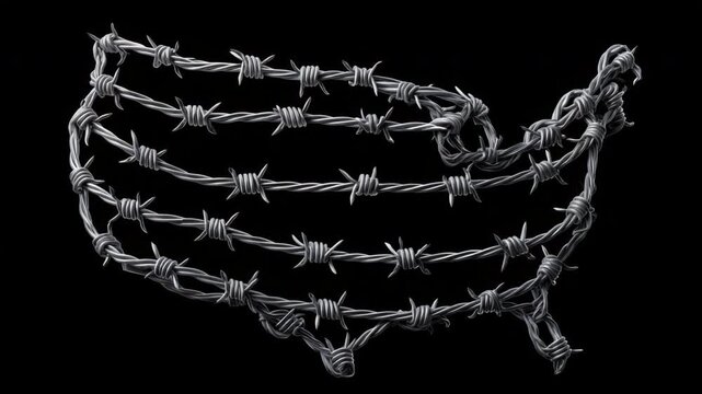 Intricate Barbed Wire Design in Monochrome on Dark Background for Artistic and Conceptual Projects 4k video footage