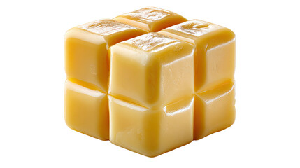 Golden Caramel Cubes: Savor the sweet simplicity of perfectly formed golden caramel cubes, a delectable treat.